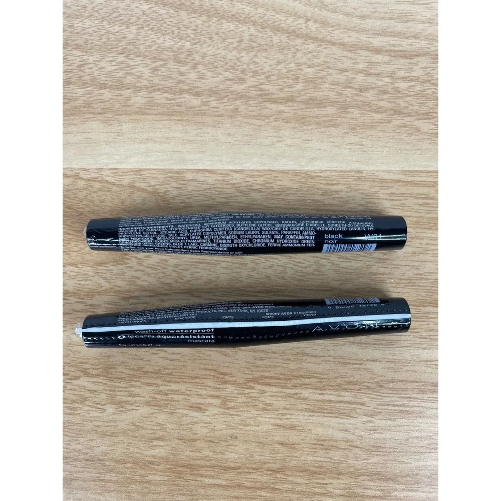 Avon Wash-Off Waterproof Mascara Black Noir 2 Pack NOS Sealed 0.21oz W01